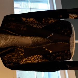 Vintage Black Velvet with Gold Accents Jacket
